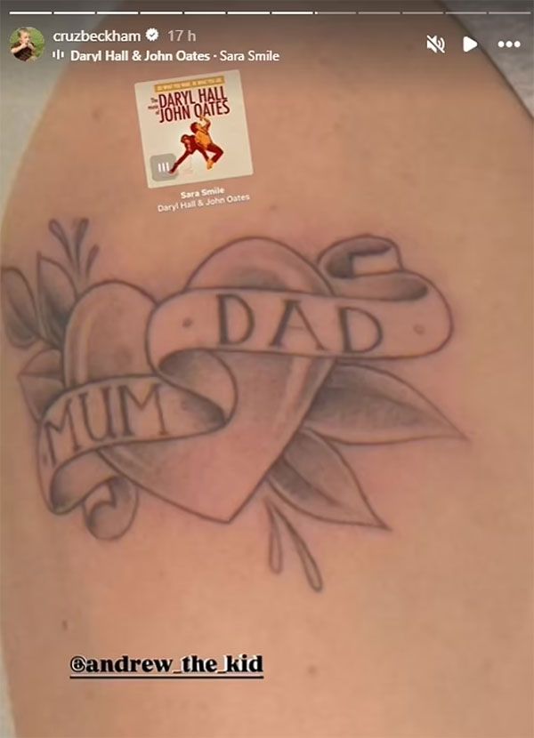 tattoo of heart with 'mum and dad' 