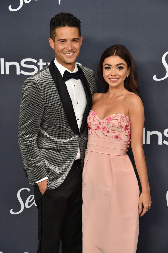 Sarah Hyland and Wells Adams pictured at the InStyle Golden Globe After Party in 2020