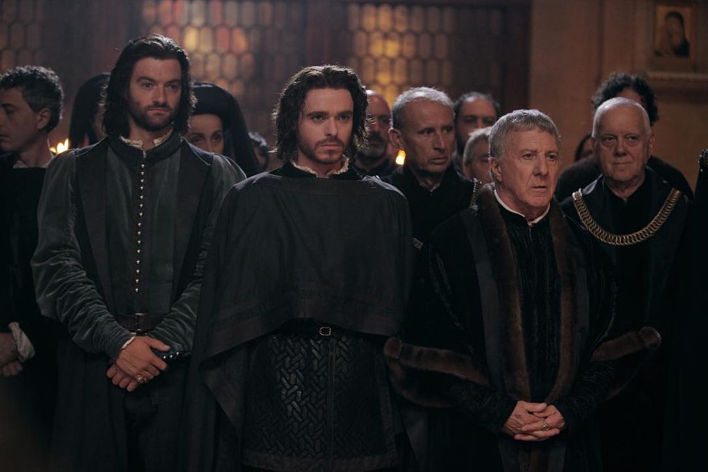 A line-up of men in period dress