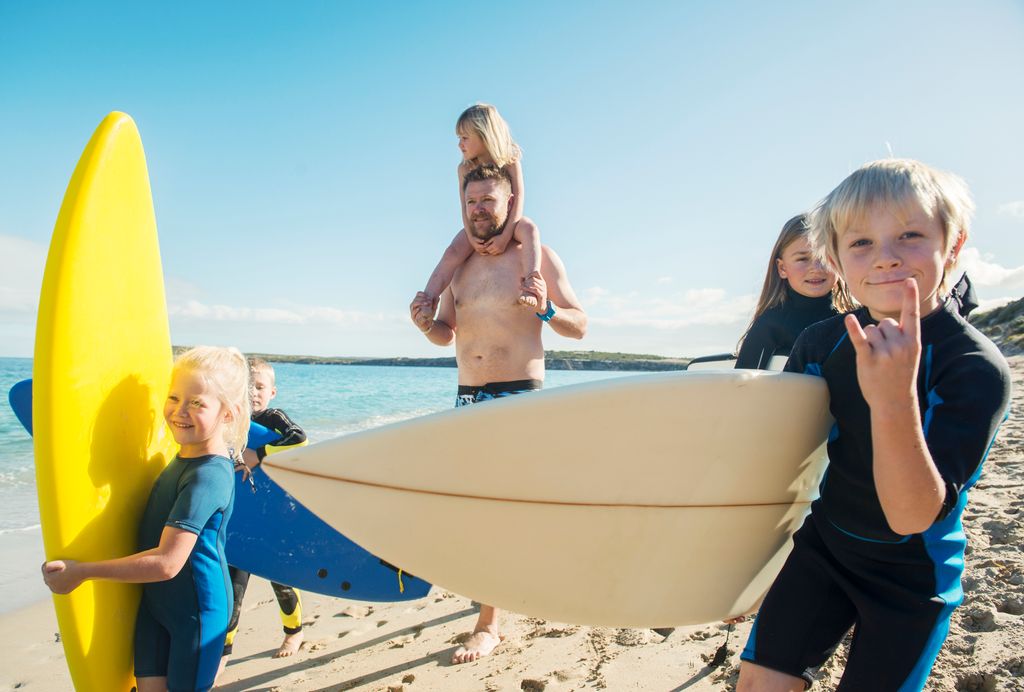 children surfing