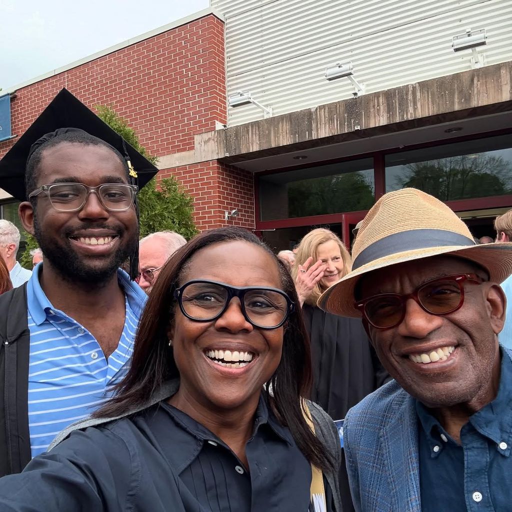 Al and wife Deborah Roberts with son Nick on his graduation day