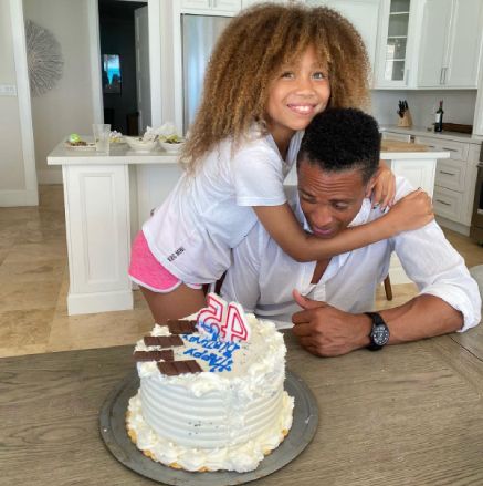 T.J. Holmes with his daughter SAbine on his birthday 