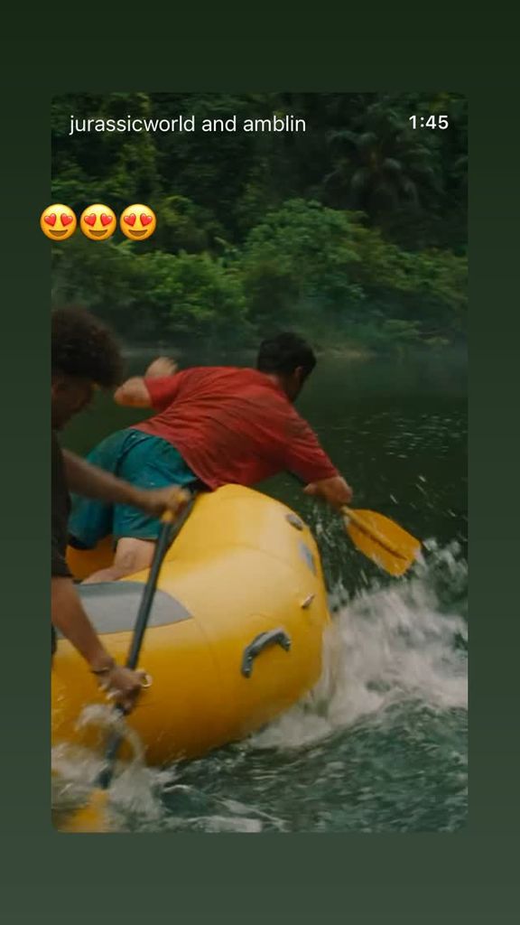 Audrey McGraw reacts to a clip from the upcoming Jurassic World Rebirth on her Instagram Stories