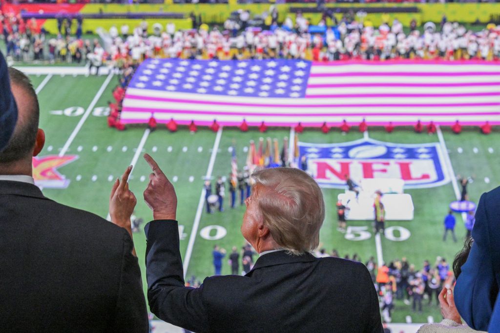 Donald sits in the VIP suite          