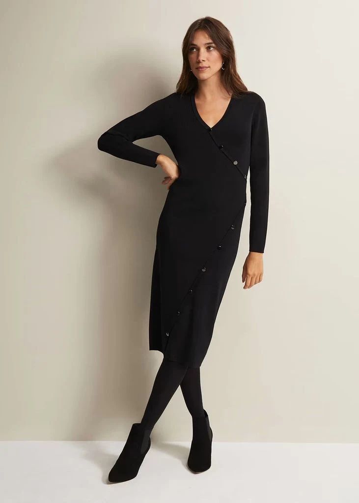 Phase Eight Kellia Black Knitted Midi Dress