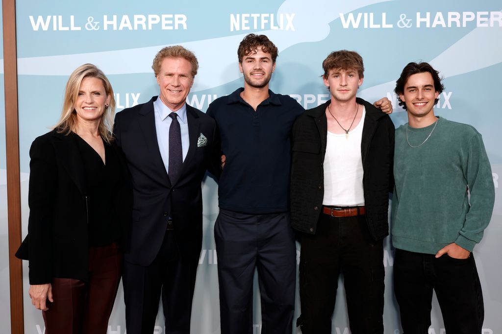 Will Ferrell with his wife and two children at the premiere of Will & Harper in Los Angeles