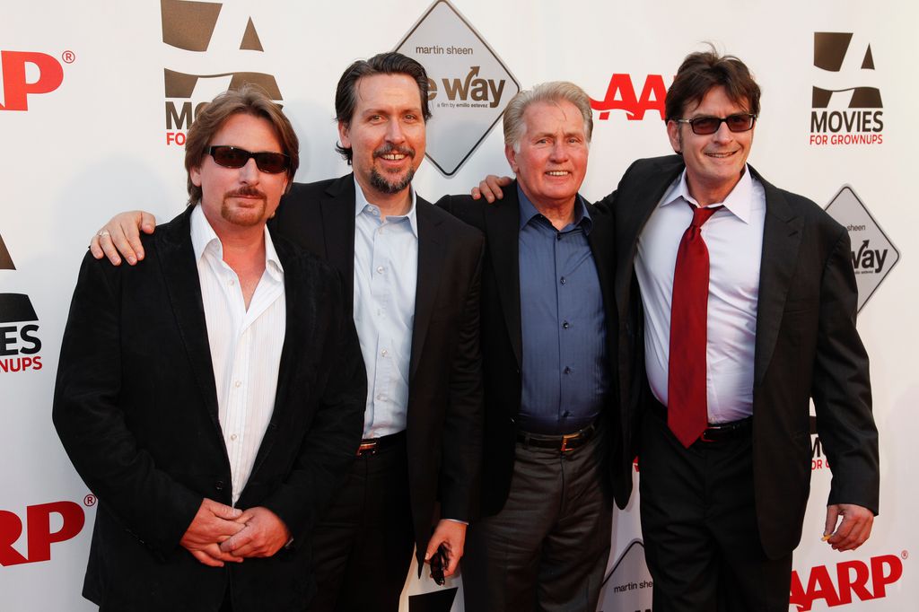 Emilio Estevez, Ramon Estevez, Martin Sheen, and Charlie Sheen attend AARP's Movies For Grown Ups Film Festival screening of "The Way" at Nokia Theatre L.A. Live on September 23, 2011 in Los Angeles, California
