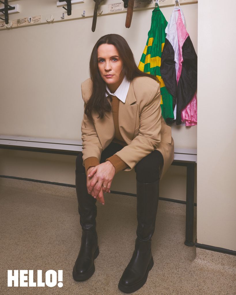 Rachael is pictured here in the weighing room beneath her signatures, continuing a tradition unique to Cheltenham whereby the winner of each of the festival’s five championship races signs the wall (Rachael won six times).
