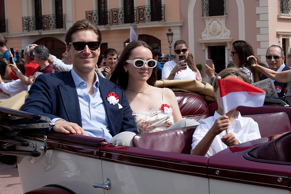 Princess Alexandra of Hanover and Ben Sylvester Strautmann during a parade marking the birth of the late Rainer III, Prince of Monaco, on May 31, 2023
