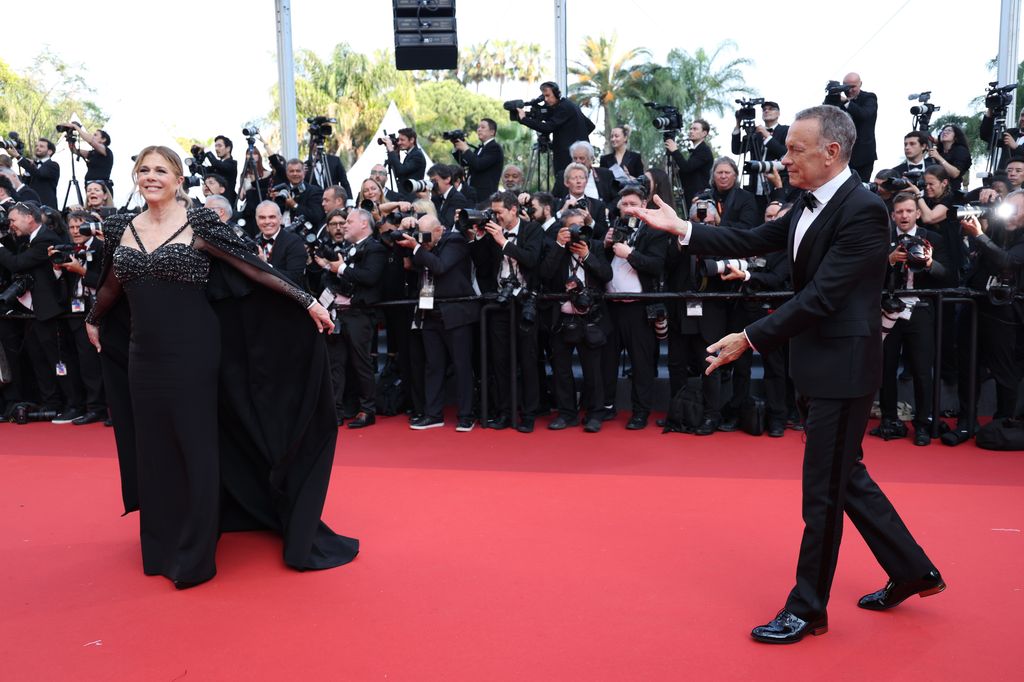 Tom Hanks and Rita Wilson on the Asteroid City red carpet at the 76th Annual Cannes Film Festival