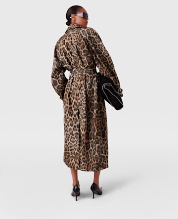 Leopard Belted Trench Coat 