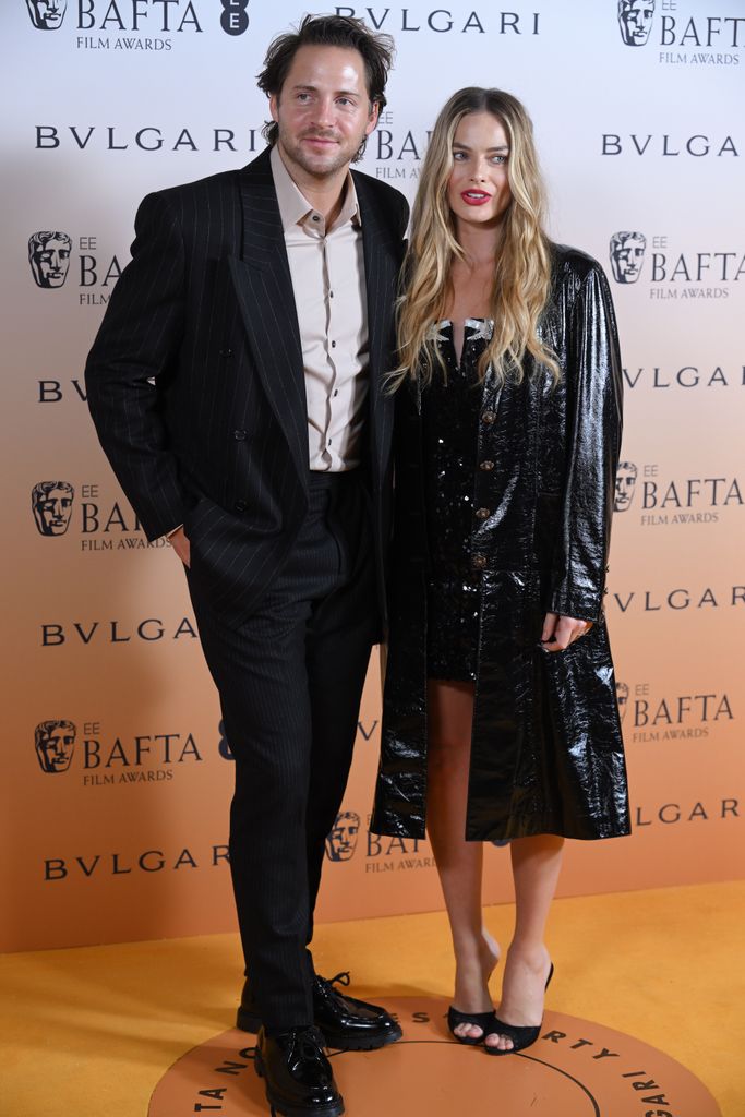 Tom Ackerley and his wife Margot Robbie at the EE BAFTA Film Awards 2024 Nominees' Party