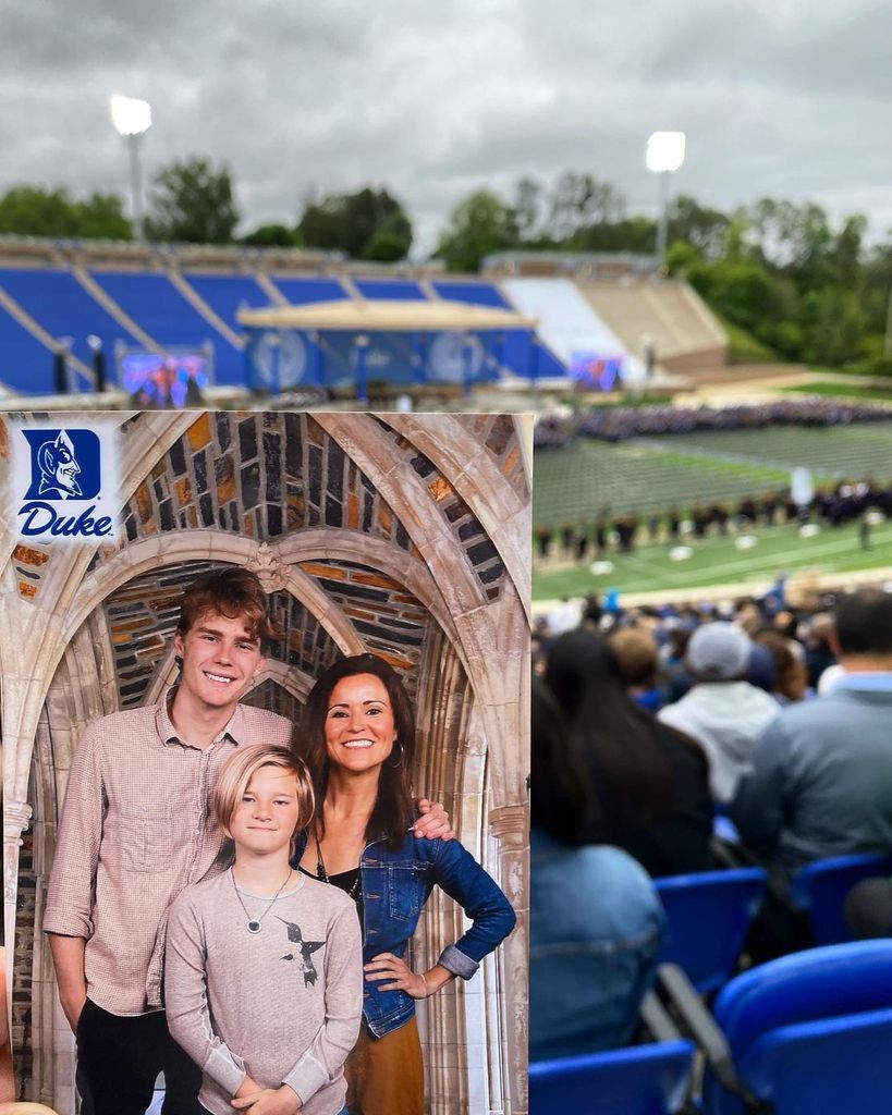 Ben Ford's two sons Ethan and Waylon with his then-wife Emily Ford in a family photo from Duke University's graduation ceremony, shared on Instagram