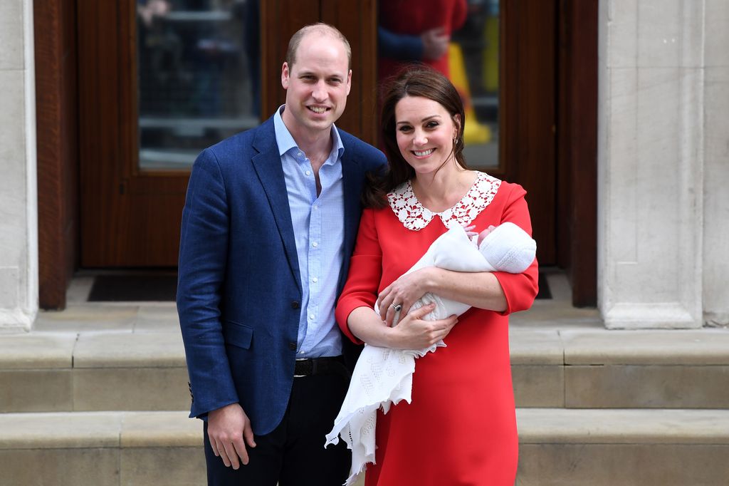 William and Kate on steps of the Lindo Wing with baby Prince Louis