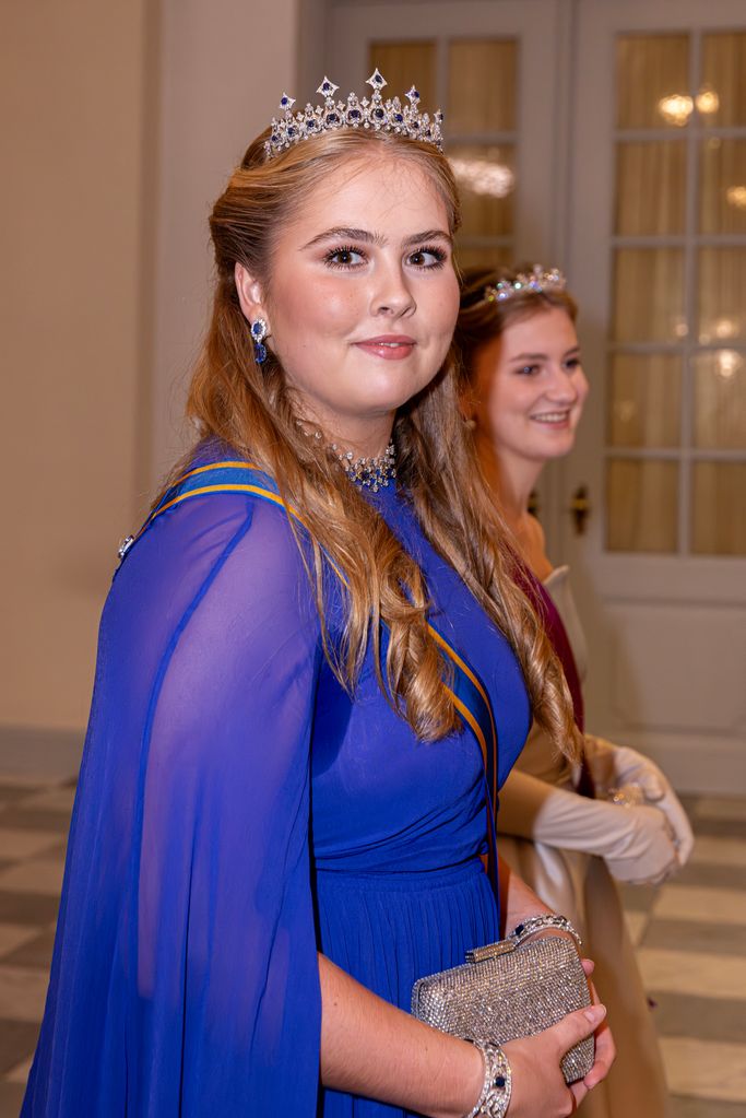 Princess Catharina-Amalia in blue dress and sapphire tiara