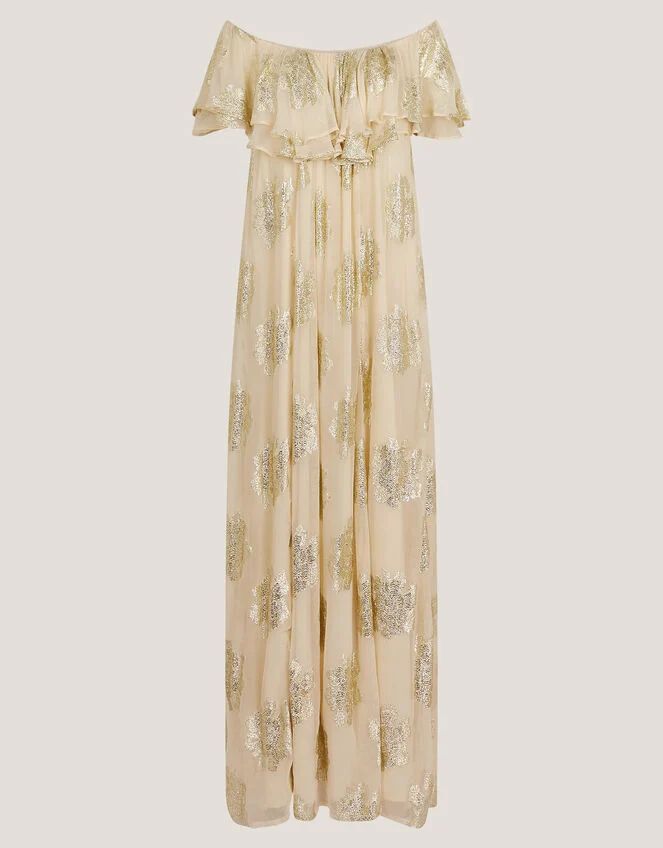 gold shimmering dress by monsoon