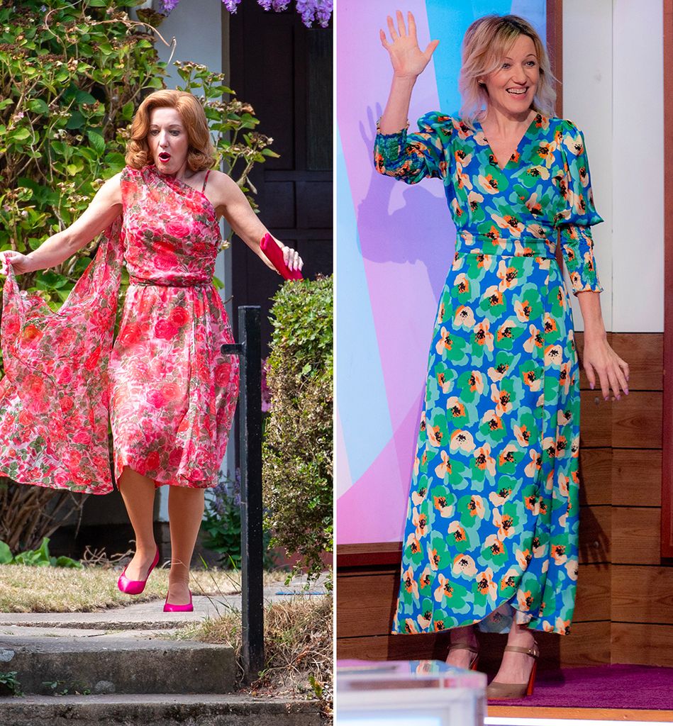 Kacey Ainsworth in Grantchester/ Kacey Ainsworth in a floral dress in Loose Women