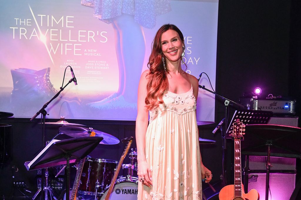 Joss Stone looks heavenly in a white dress with backdrop of The Time Traveller's Wife