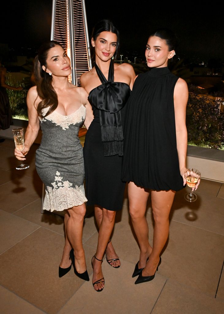 Lauren SÃ¡nchez Bezos, Kendall Jenner and Kylie Jenner at the Dior VIP Dinner held at the Dior Flagship Store on November 11, 2025 in Beverly Hills, California. (Photo by Michael Buckner/WWD via Getty Images)