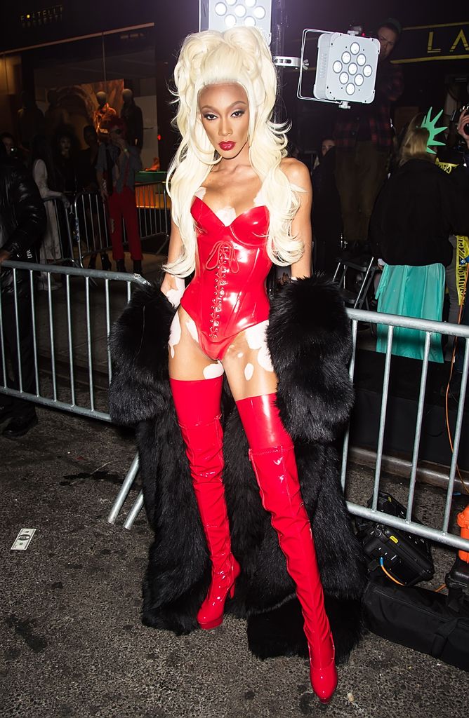 Winnie Harlow dressed as celebrity drag artist RuPaul 