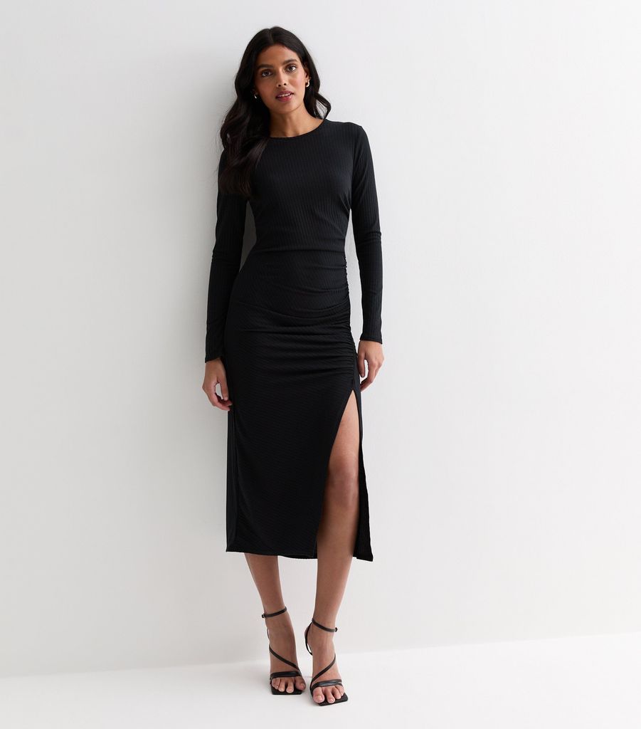 New Look black date night dress with thigh split