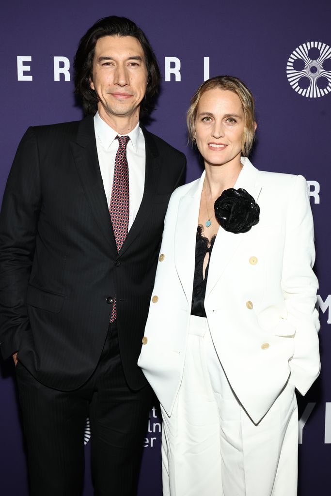 Adam Driver and Joanne Tucker attend the red carpet for "Ferrari" during 61st New York Film Festival at Alice Tully Hall, Lincoln Center on October 13, 2023 in New York City.