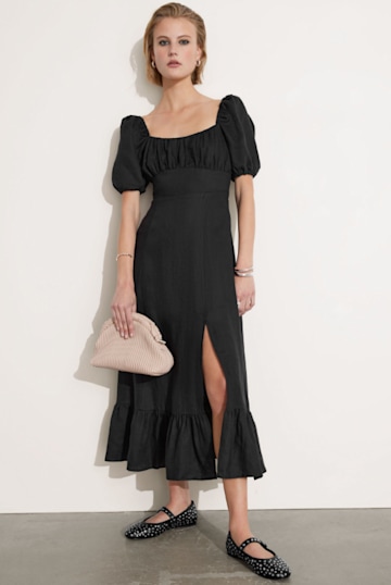 h and m black milkmaid dress 