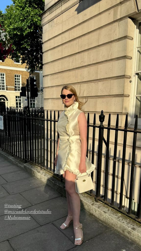 Flora Vesterberg looked beautiful in a bridal white mini dress