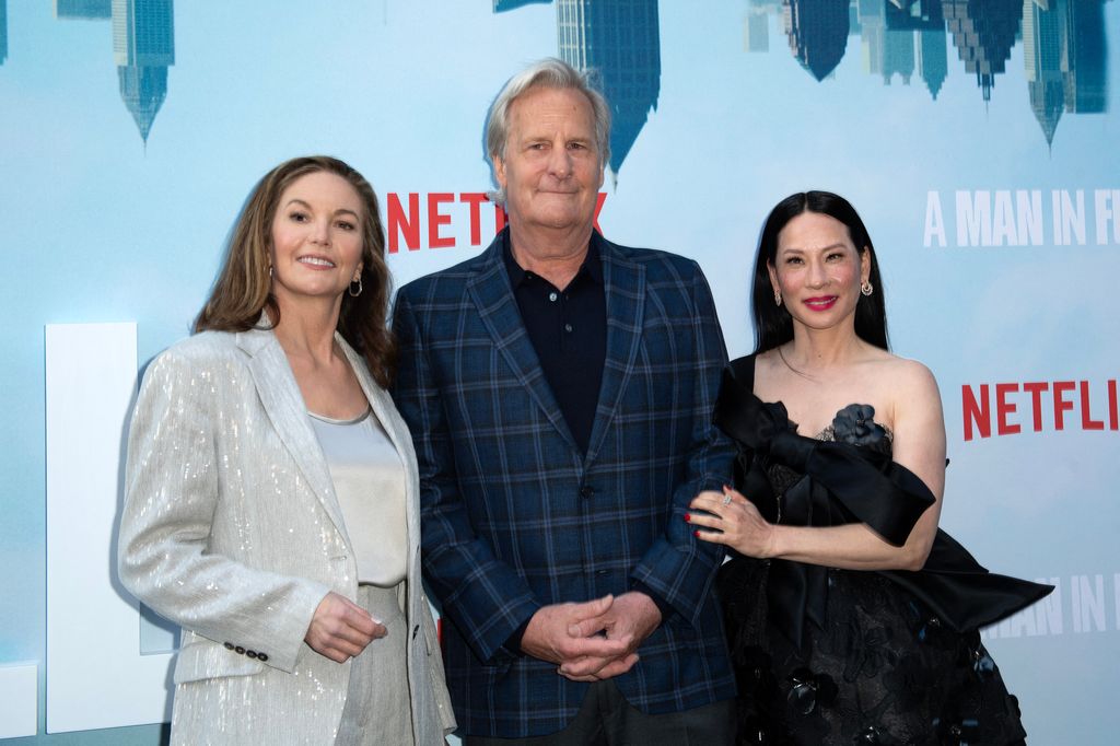 (L-R) US actors Diane Lane, Jeff Daniels and Lucy Liu attend a special screening event of Netflix's "A Man in Full" at the Tudum Theater in Hollywood, California on April 24, 2024. (Photo by VALERIE MACON / AFP) (Photo by VALERIE MACON/AFP via Getty Images)