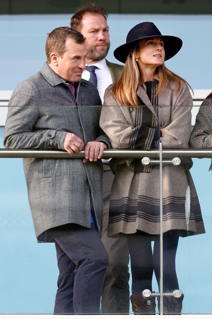 Peter Phillips and Harriet Sperling attend the New Year's Day Racing Meet at Cheltenham Racecourse