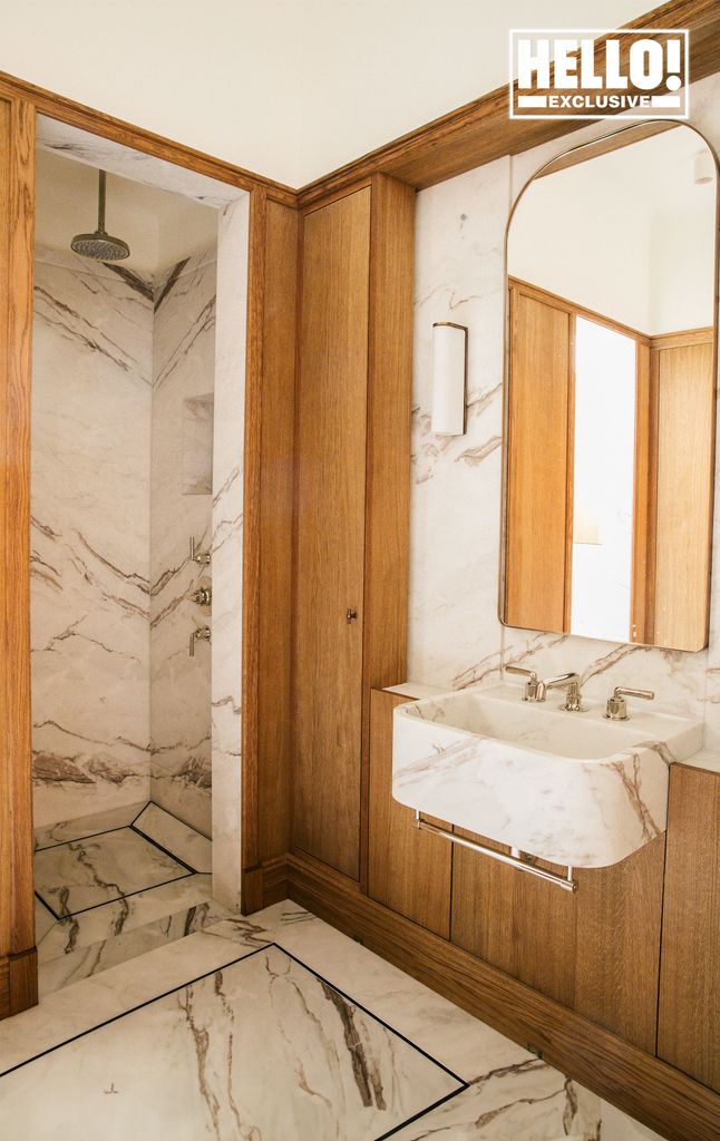 Camilla Austad Knutsen's marble bathroom at Oslo home