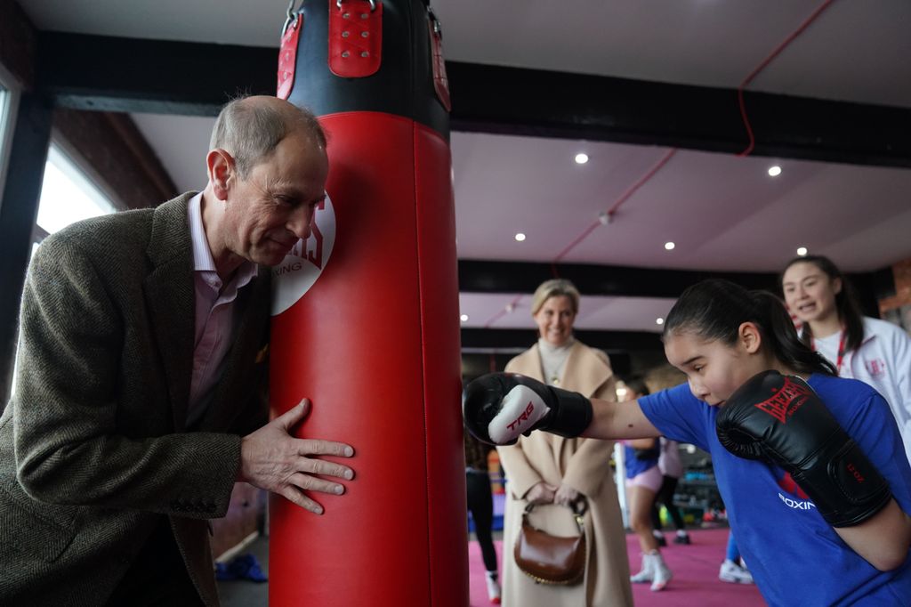 Prince Edward takes part in sparring session at Stafford boxing club