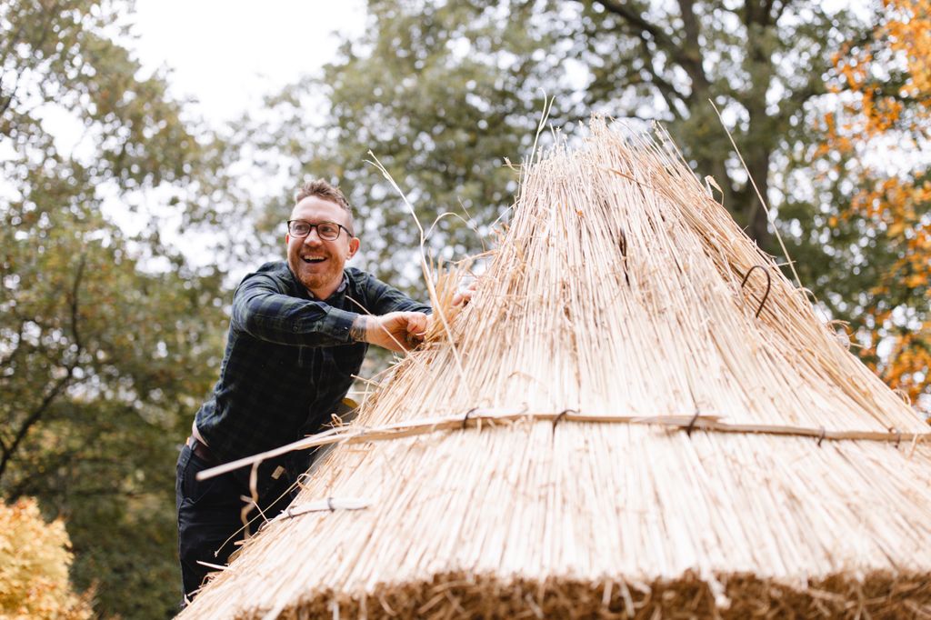 Ben gets to work on the treehouse roof