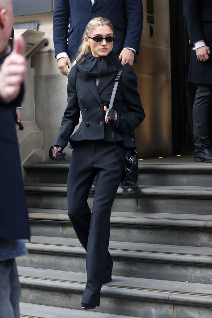 Natalia dyer in all black outfit in london
