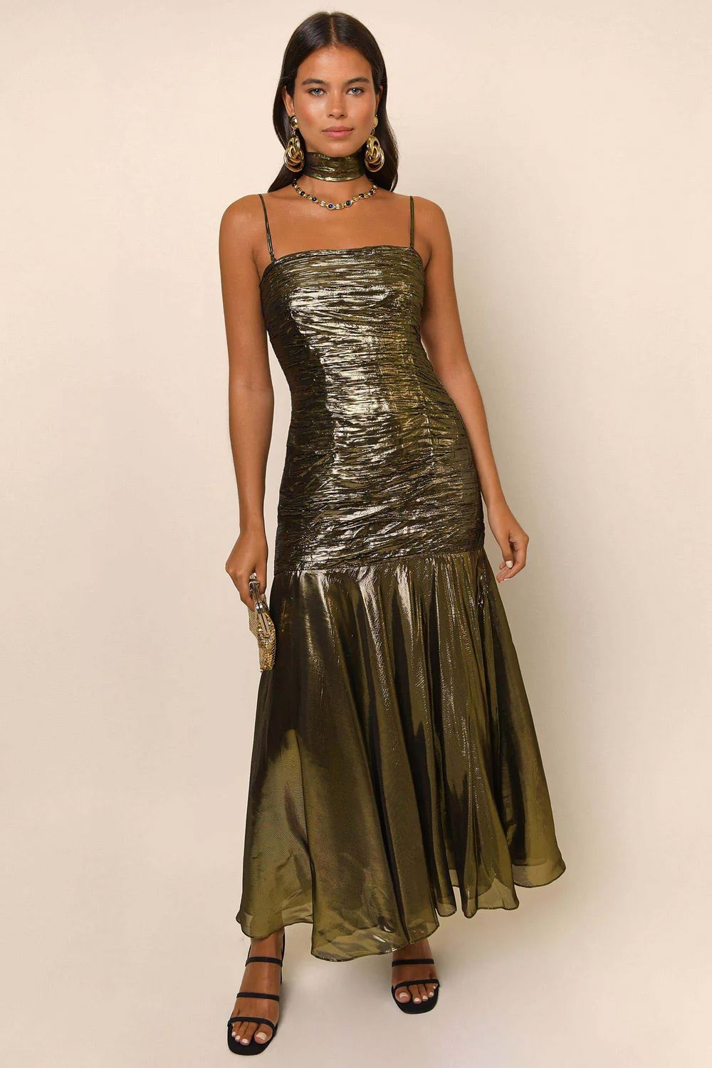 Rixo Claudette Gold Bandana Dress