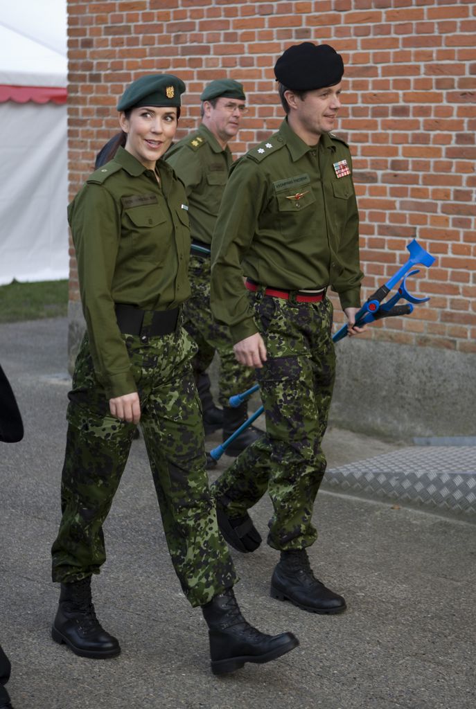 Crown Prince Frederik & Crown Princess Mary in khaki army uniform