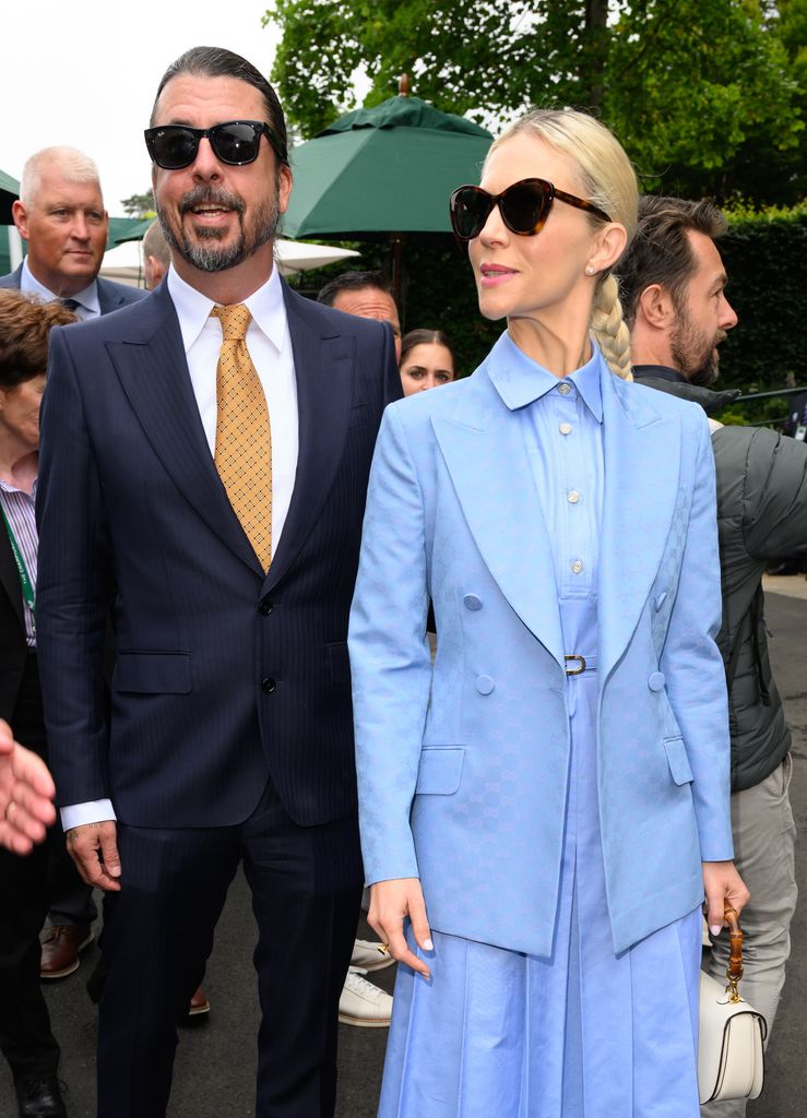 Dave Grohl and Jordyn Blum attend day two of the Wimbledon Tennis Championships at the All England Lawn Tennis and Croquet Club on July 02, 2024 in London, England