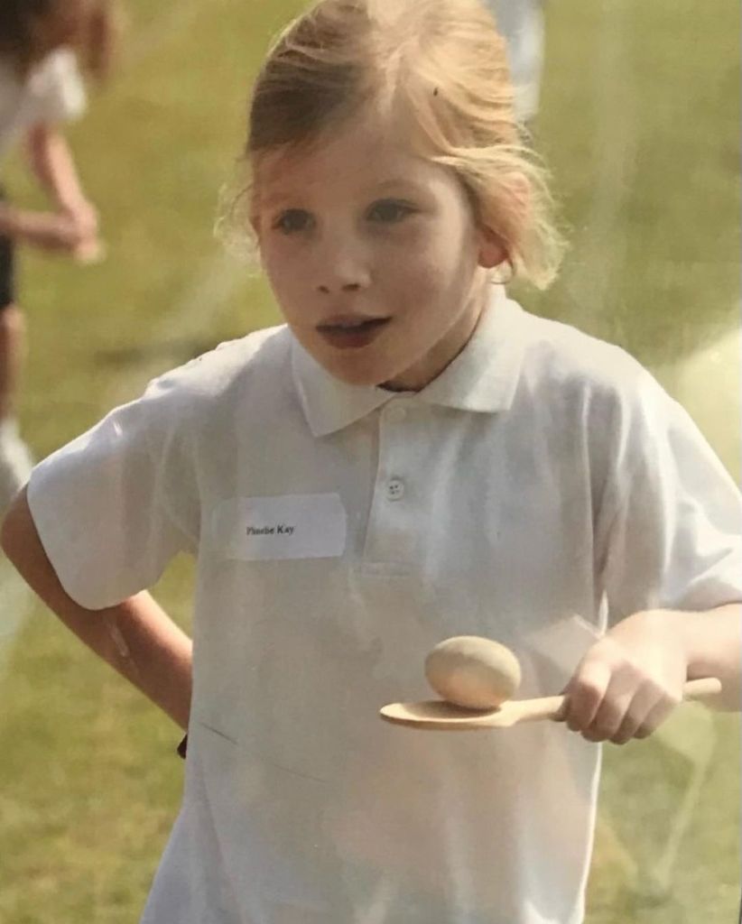Tess Daly's daughter as a child in egg and spoon race