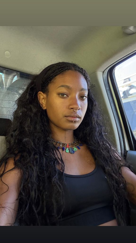 Willow Smith takes a selfie inside a car, shared on Instagram Stories