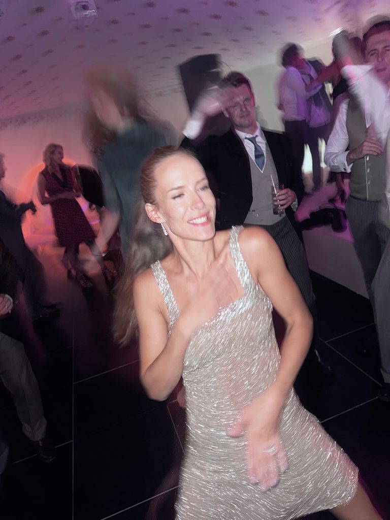 Hum Fleming dancing in sparkly mini dress