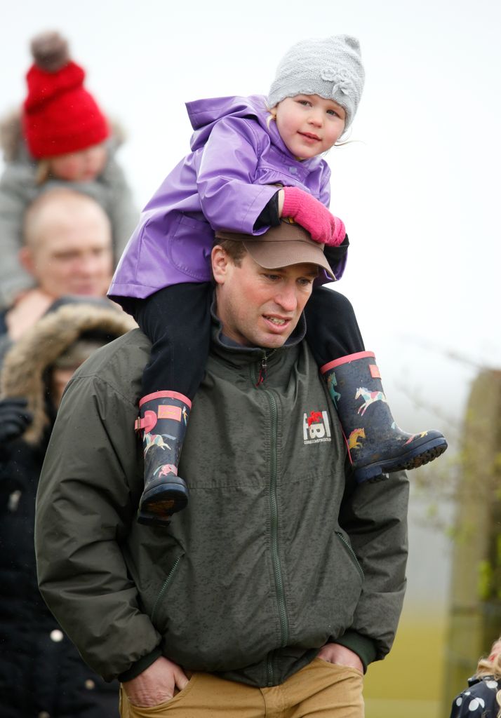 Dad Peter gave Isla a lift on his shoulders when they attended the Gatcombe Horse Trials back in March 2016.