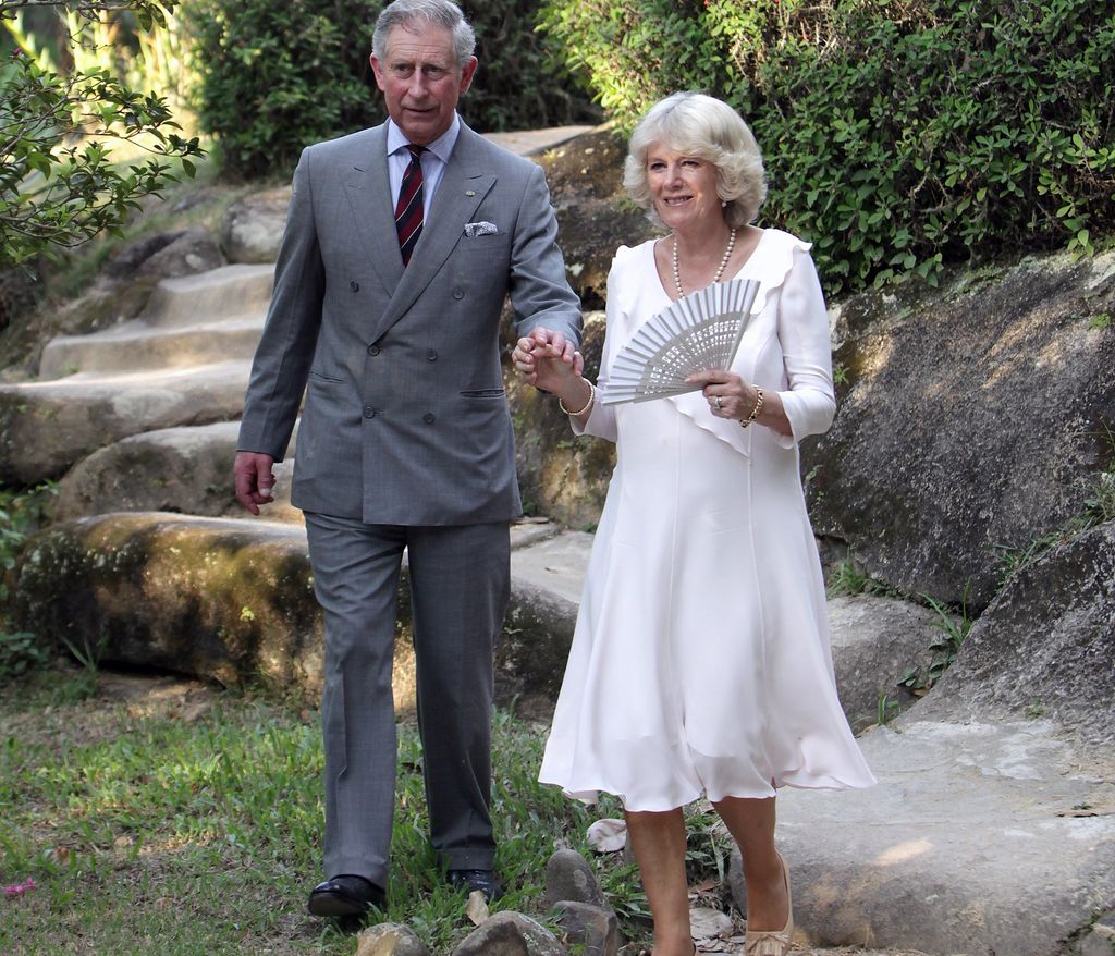 Charles and Camilla walk through the Botanical Gardens on March 12, 2009 in Rio De Janeiro