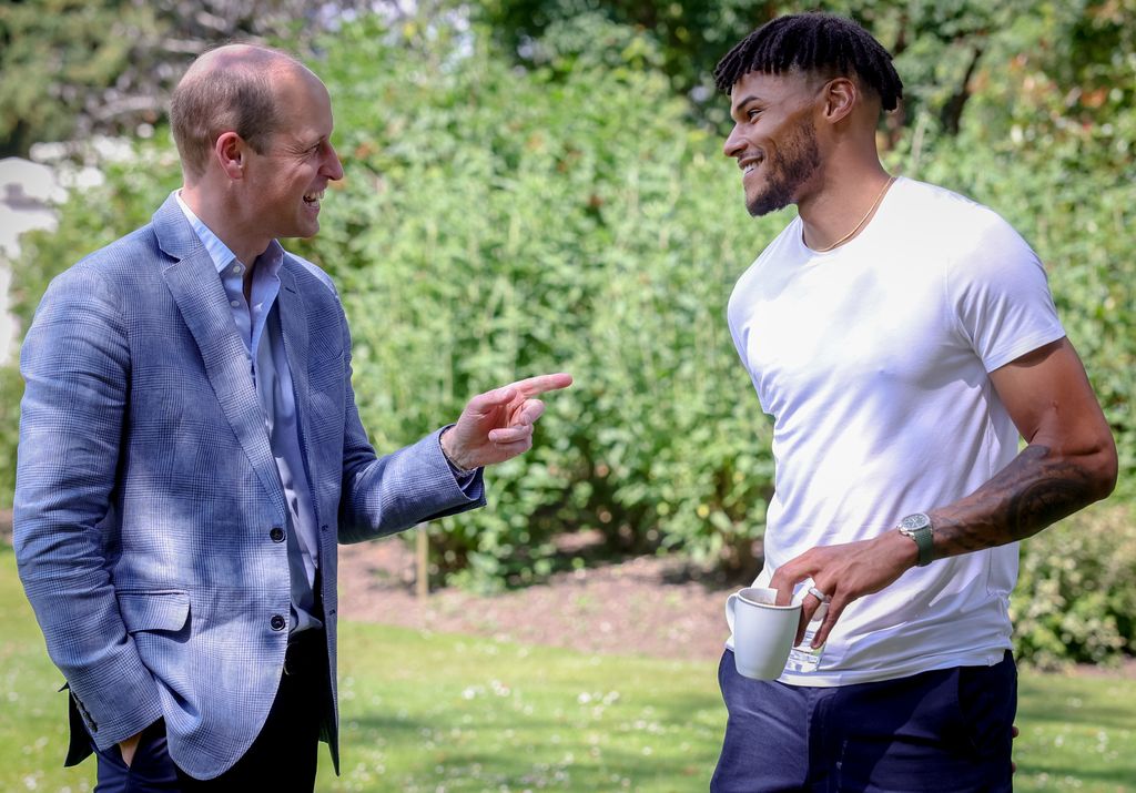 Prince William speaks with England and Aston Villa footballer, Tyrone Mings 