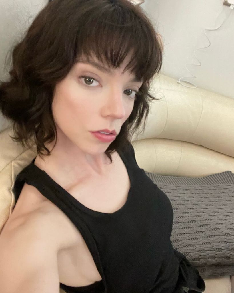 anya taylor joy with short dark hair