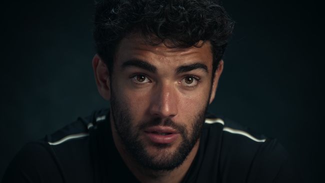 Matteo Berrettini looks at camera in Break Point