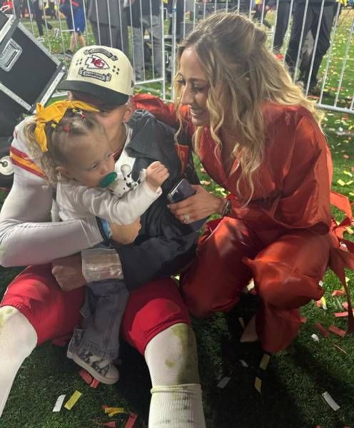 Patrick Mahomes steals quiet moment with daughter Sterling and his wife  Brittany after the Kansas City Chiefs win the Super Bowl | HELLO!