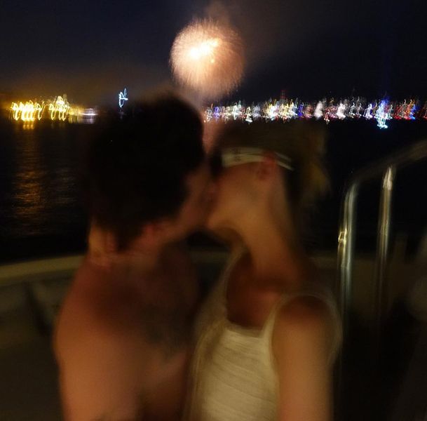 nicola peltz brooklyn beckham kissing fireworks