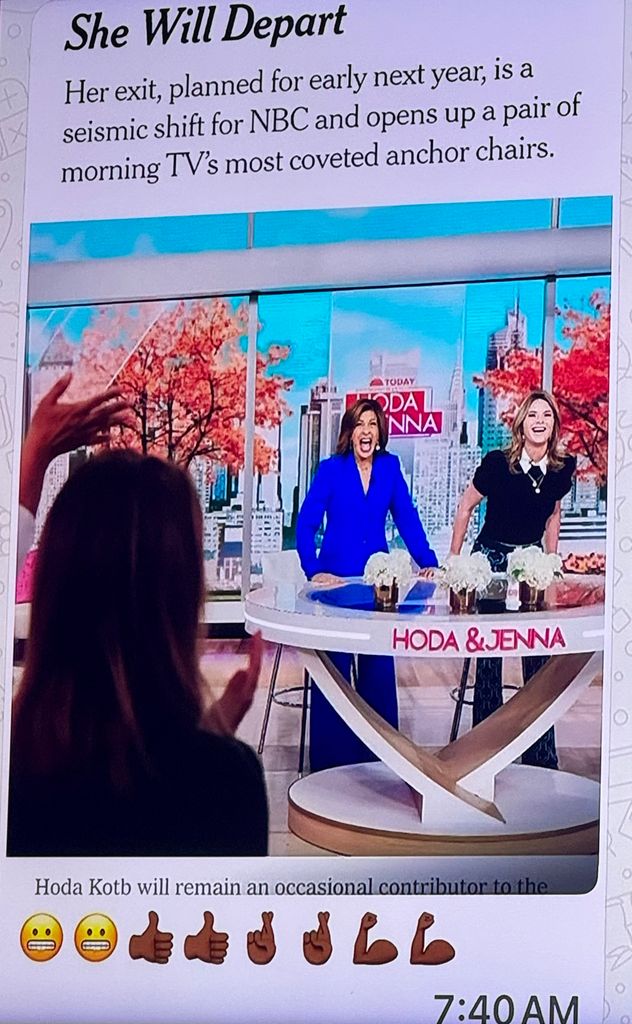 Text revealed by Sheinelle Jones from her late husband Uche Ojeh reacting to Hoda Kotb's planned departure from TODAY in 2024