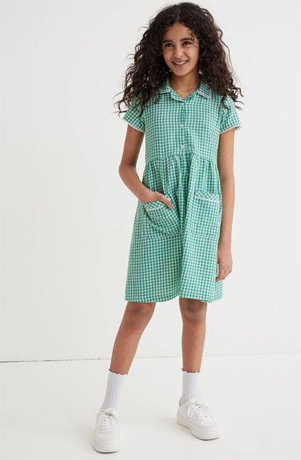 h and m green school dress