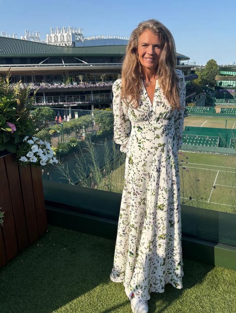 Annabel Croft maxi dress at wimbledon